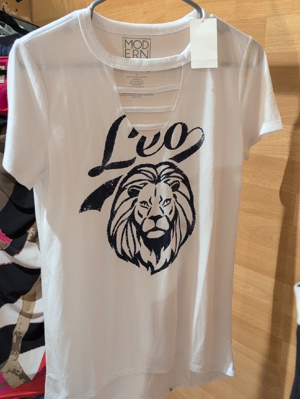 Modern Lux White Short Sleeve Tee with Black Lion Graphic